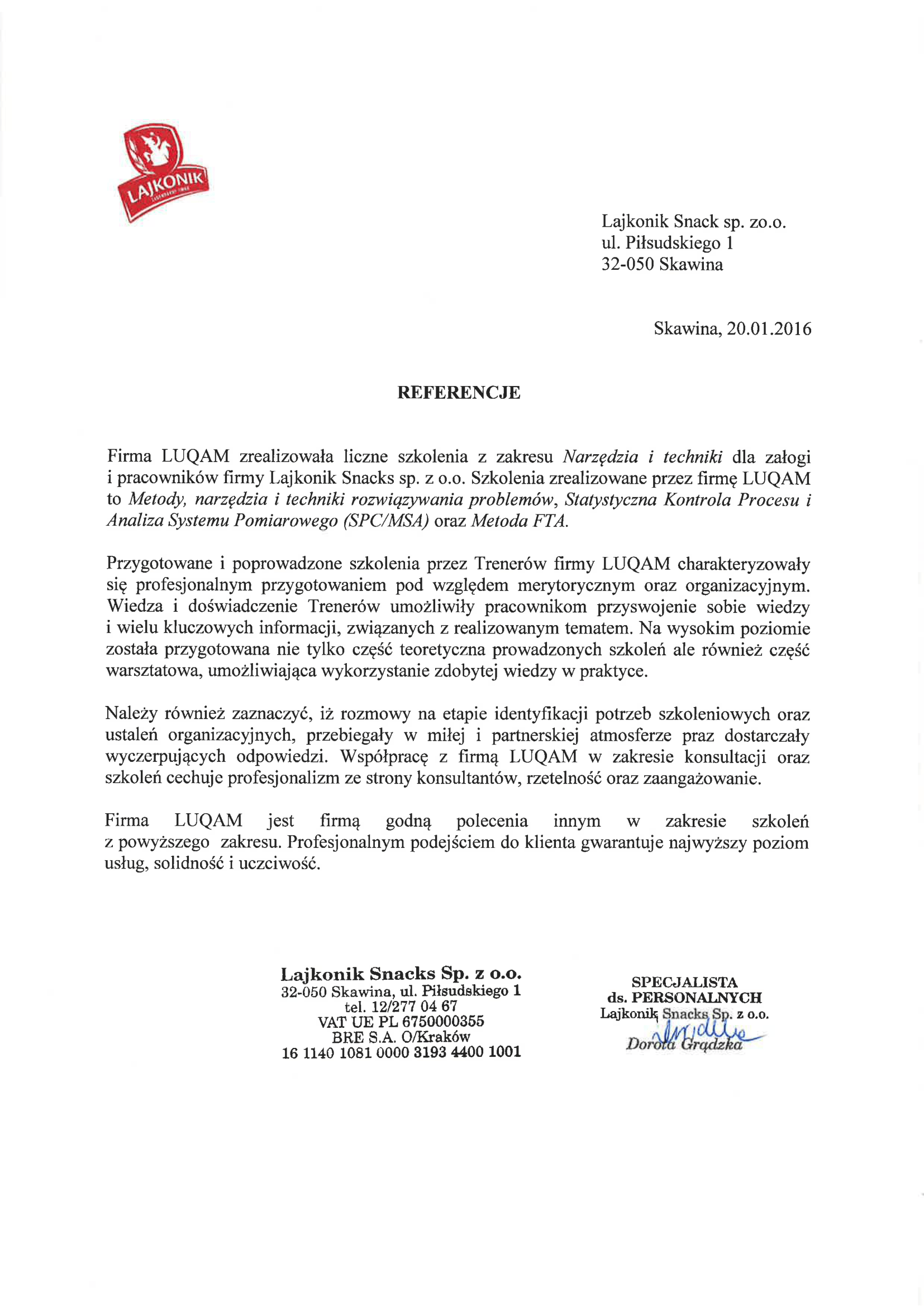 Lajkonik Snacks referencje